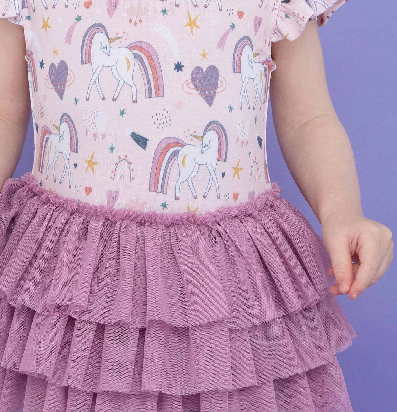Rainbow Unicorn Baby Tulle Skirted Bodysuit