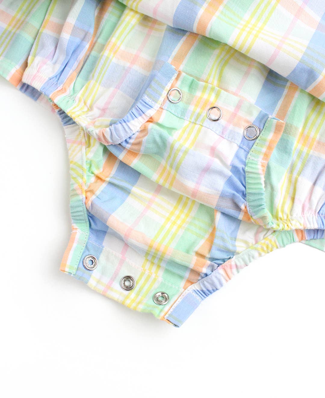 Clubhouse Rainbow Plaid Flutter Sleeve Skirted Romper