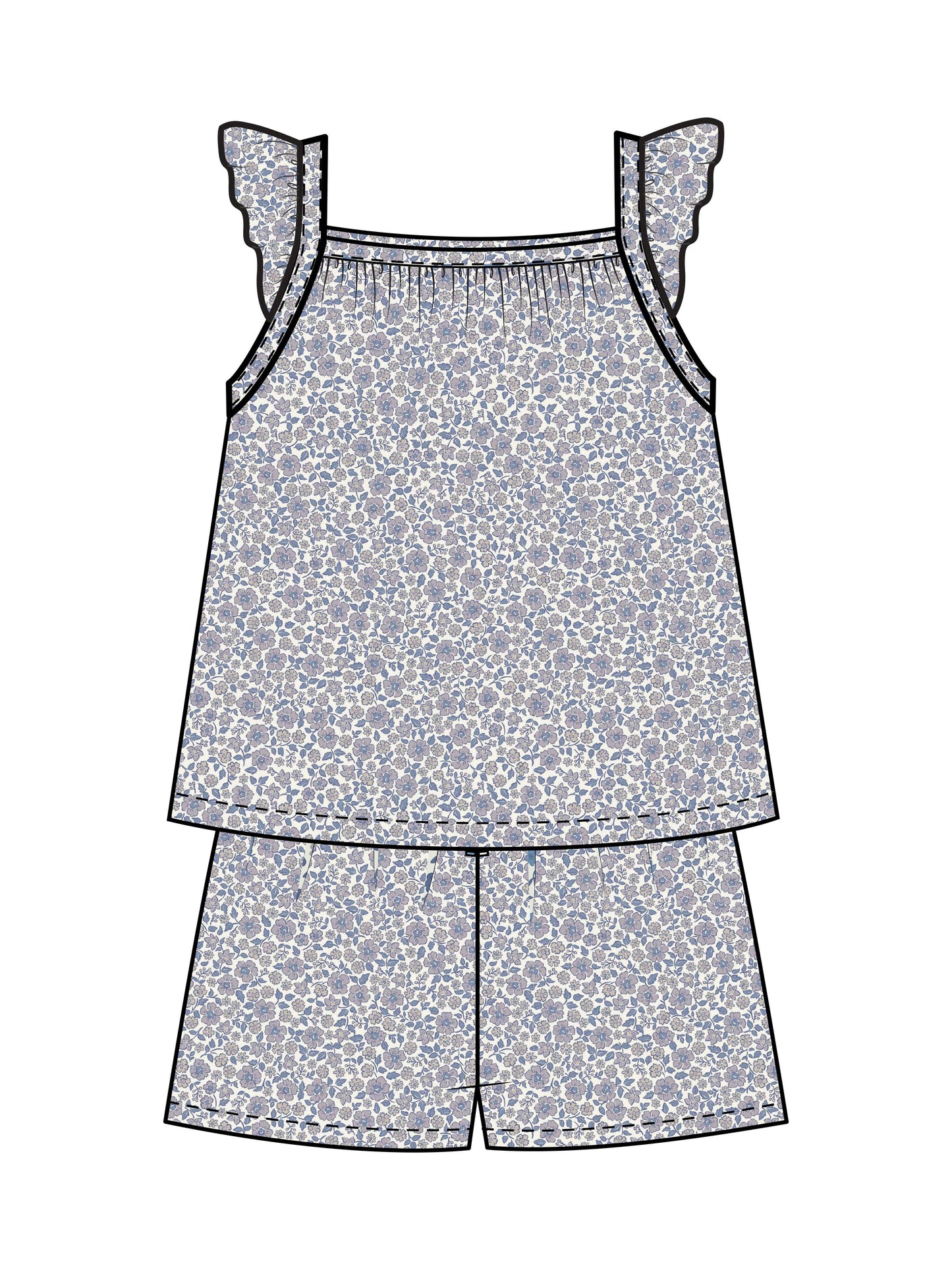 Colored Organics - Organic Nora Muslin Tank & Short Set - Gianni Floral/Marino