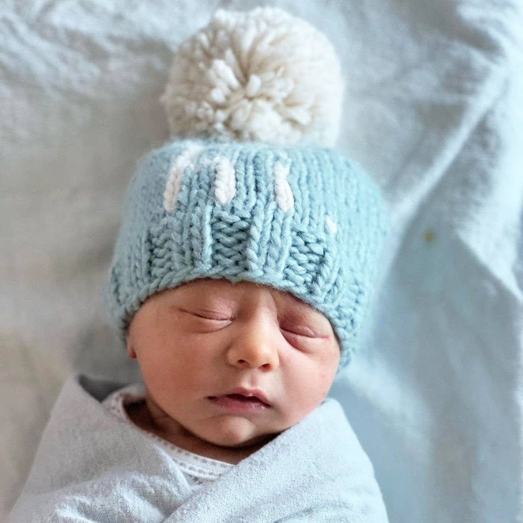 Hi. Surf Blue Hand Knit Beanie Hat