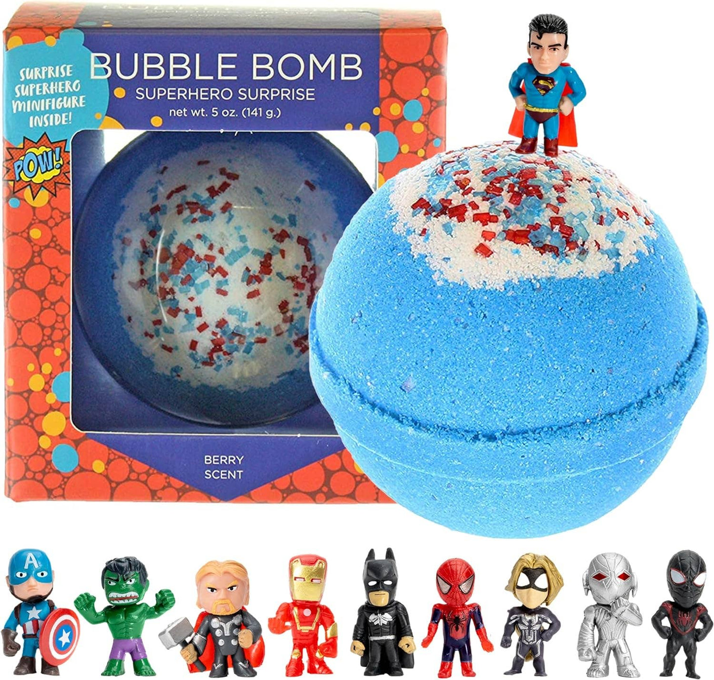 Superhero Kids Bath Bombs Gift Set with Toys Inside