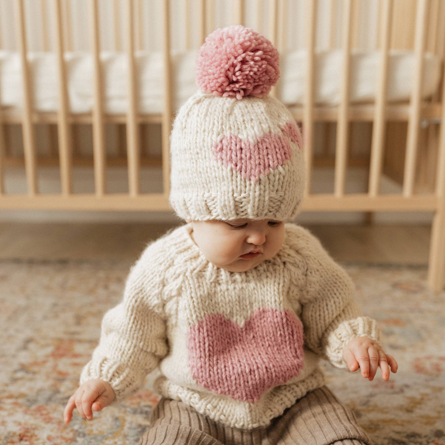 Sweetheart Knit Beanie Hat Rosy