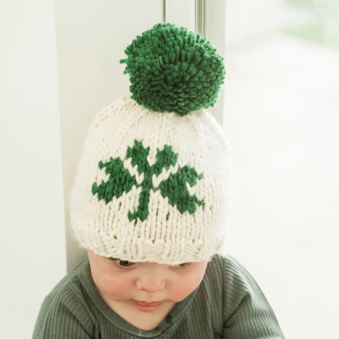 Shamrock St. Patrick's Day Hand Knit Beanie Hat