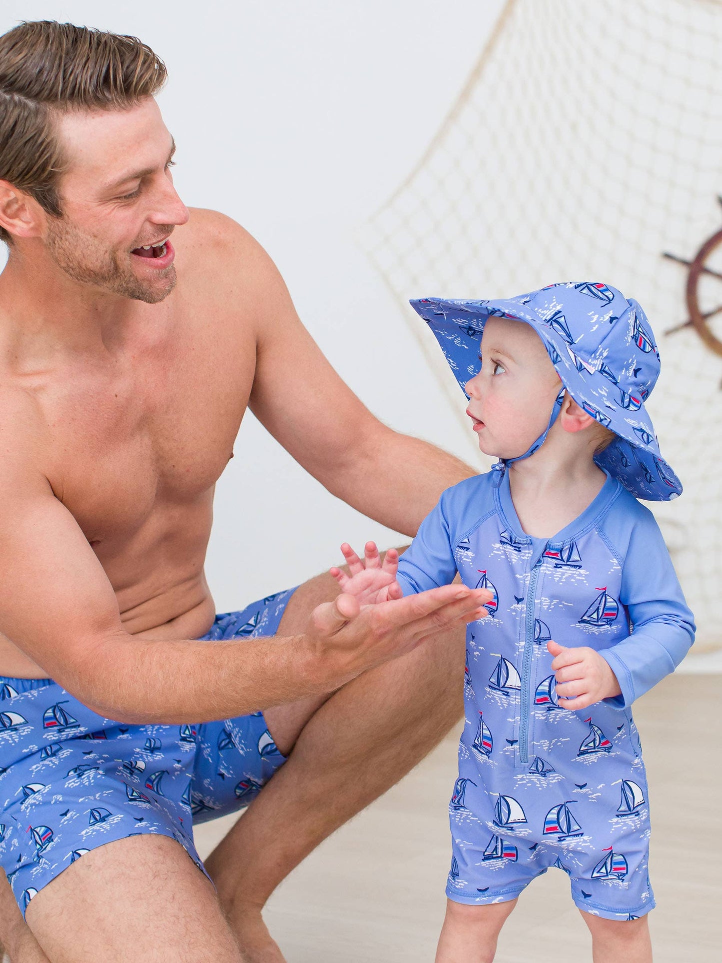 Kids Blue Seas the Day Sun Protective Hat