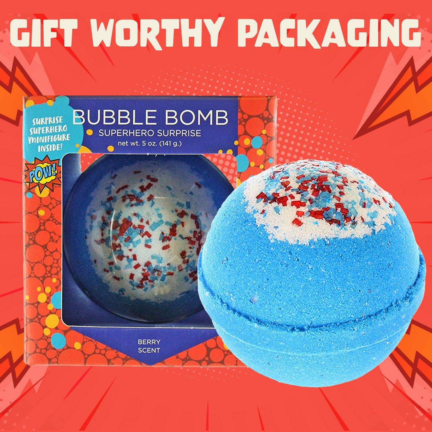 Superhero Kids Bath Bombs Gift Set with Toys Inside