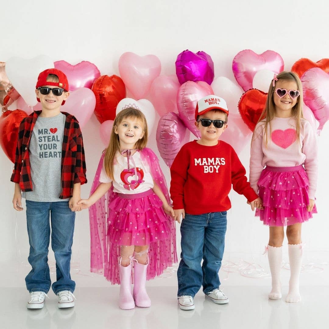 Heart Sequin Patch Valentine's Day Sweatshirt