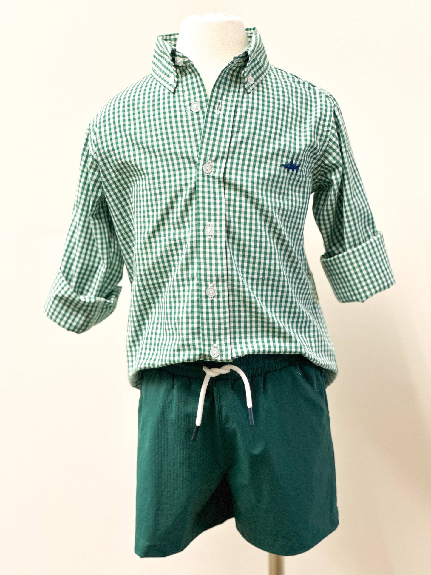 Carter Oxford Boys Shirt Green Check