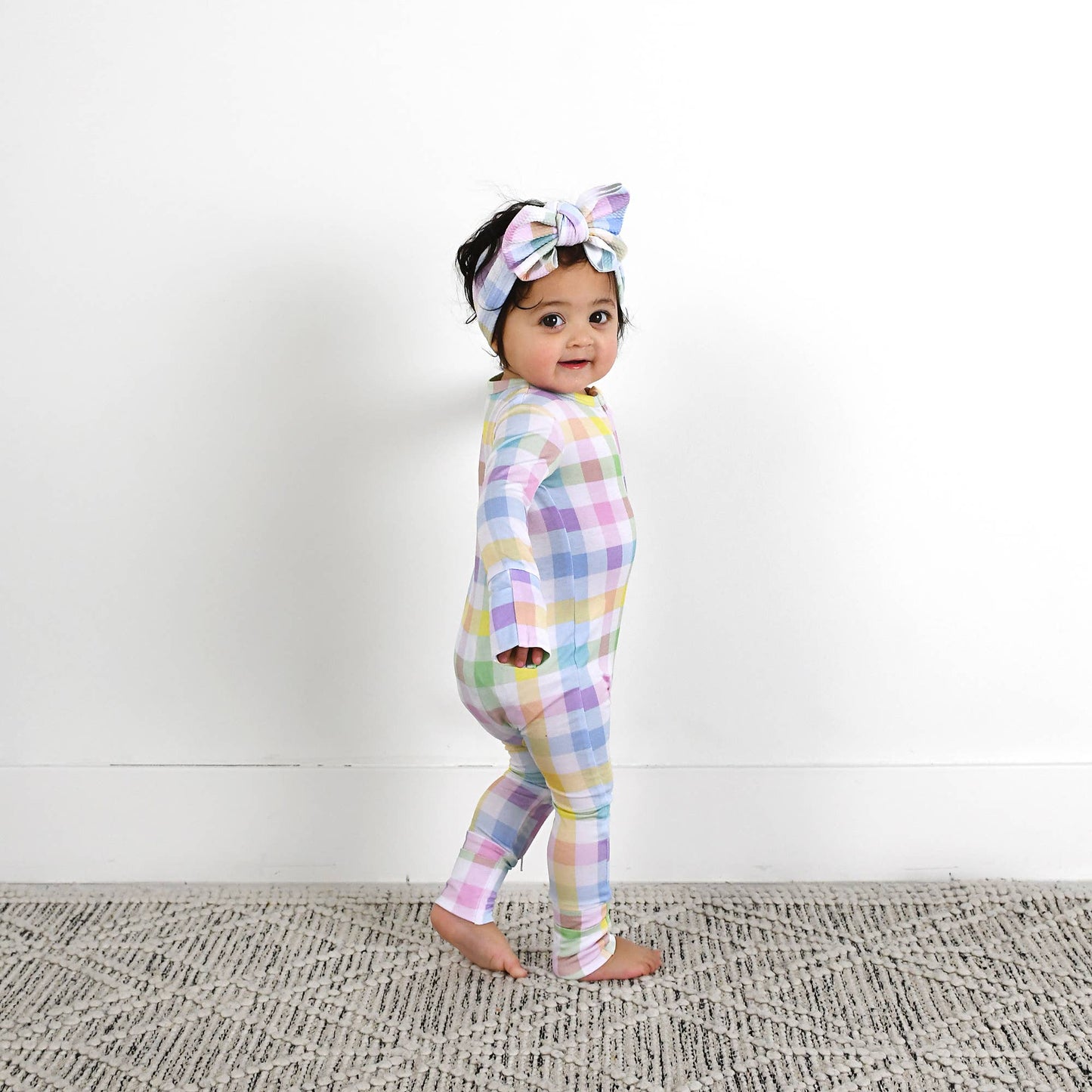Winnie Pastel Plaid Zip Easter Kids Plaid Outfit