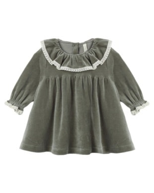 Velour Baby Dress - Spruce