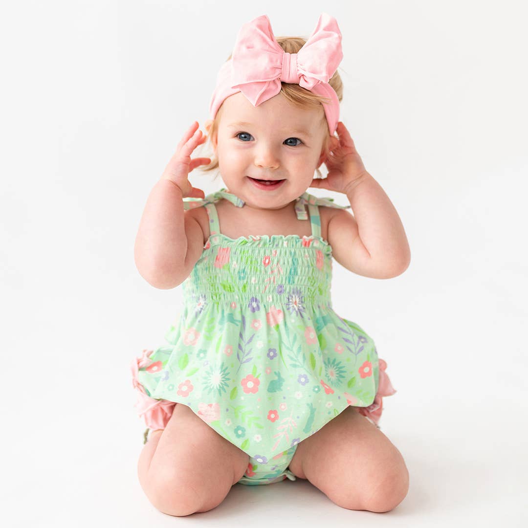Some Bunny to Love Ruched Tie Bubble Romper