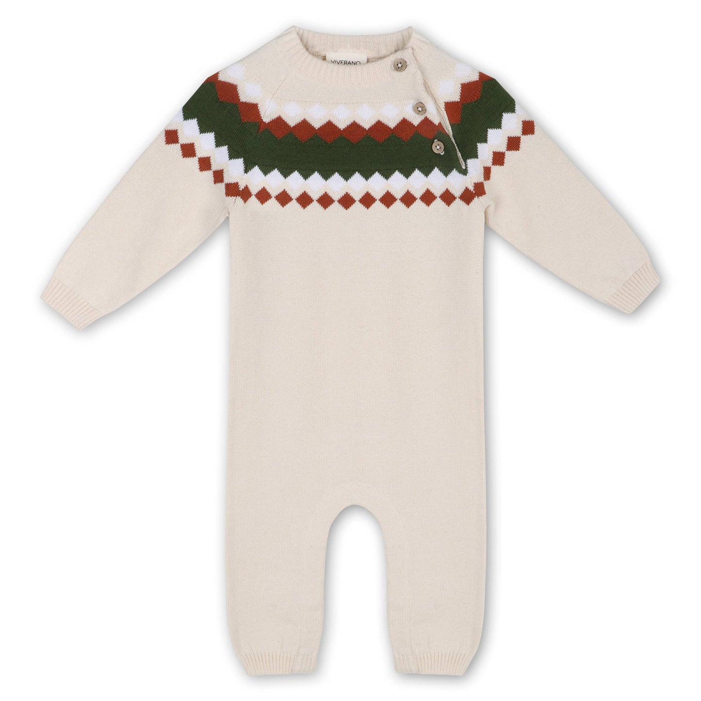 Fair Isle Jacquard Sweater Knit Baby Jumpsuit