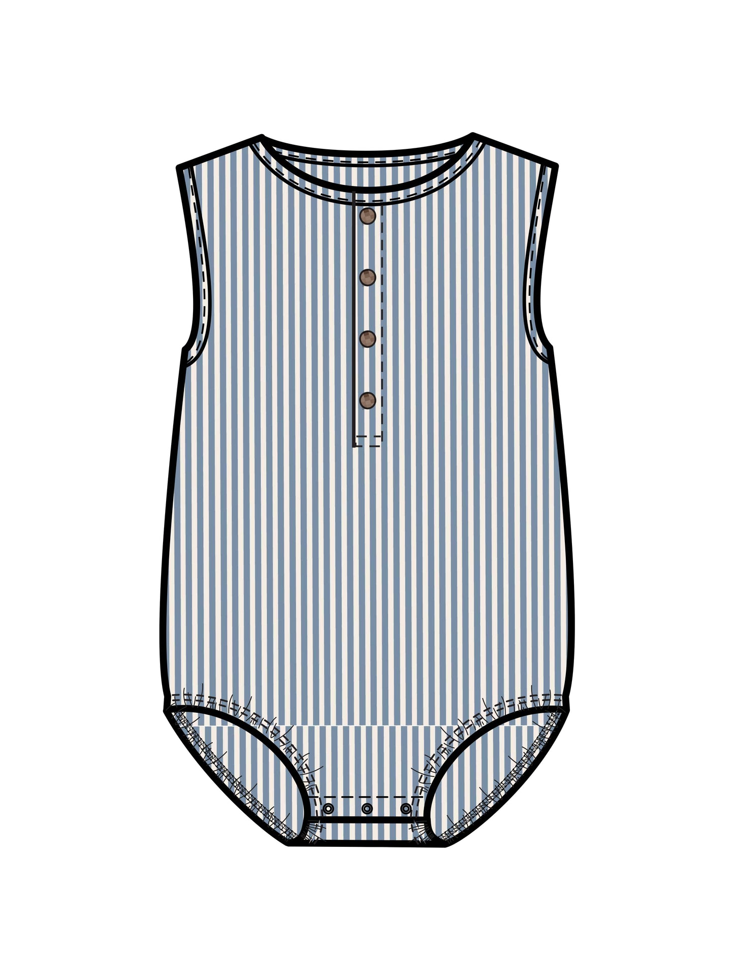 Organic Wren Seersucker Bubble Romper - Shore Stripe / Mist