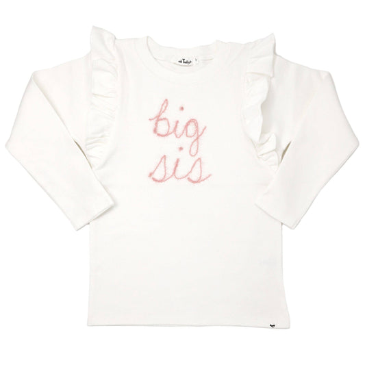 "Big sis" Pink Eyelash Millie LS Tee