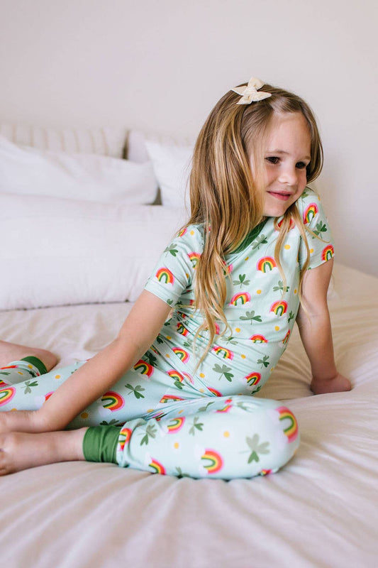 2 piece Short Sleeve Bamboo Pajama in Pure Luck | St Patrick