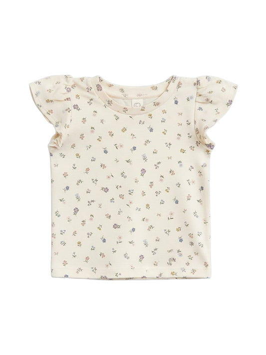 Colored Organics - Pearl Petal Sleeve Tee - Petaline Floral / Fog + Fern