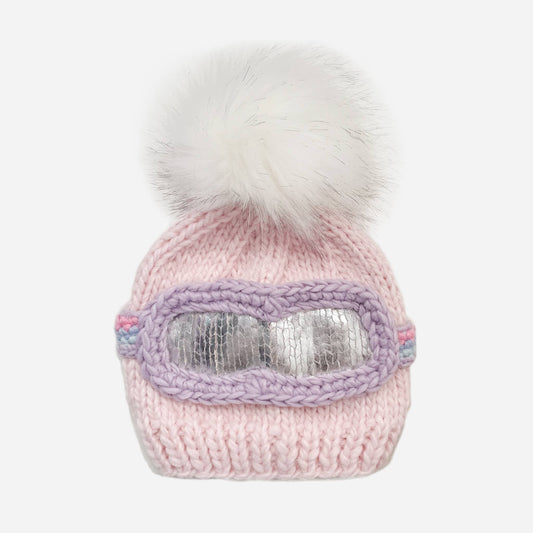 Ski Goggles Hat, Baby Pink | Baby & Kids Winter Beanie