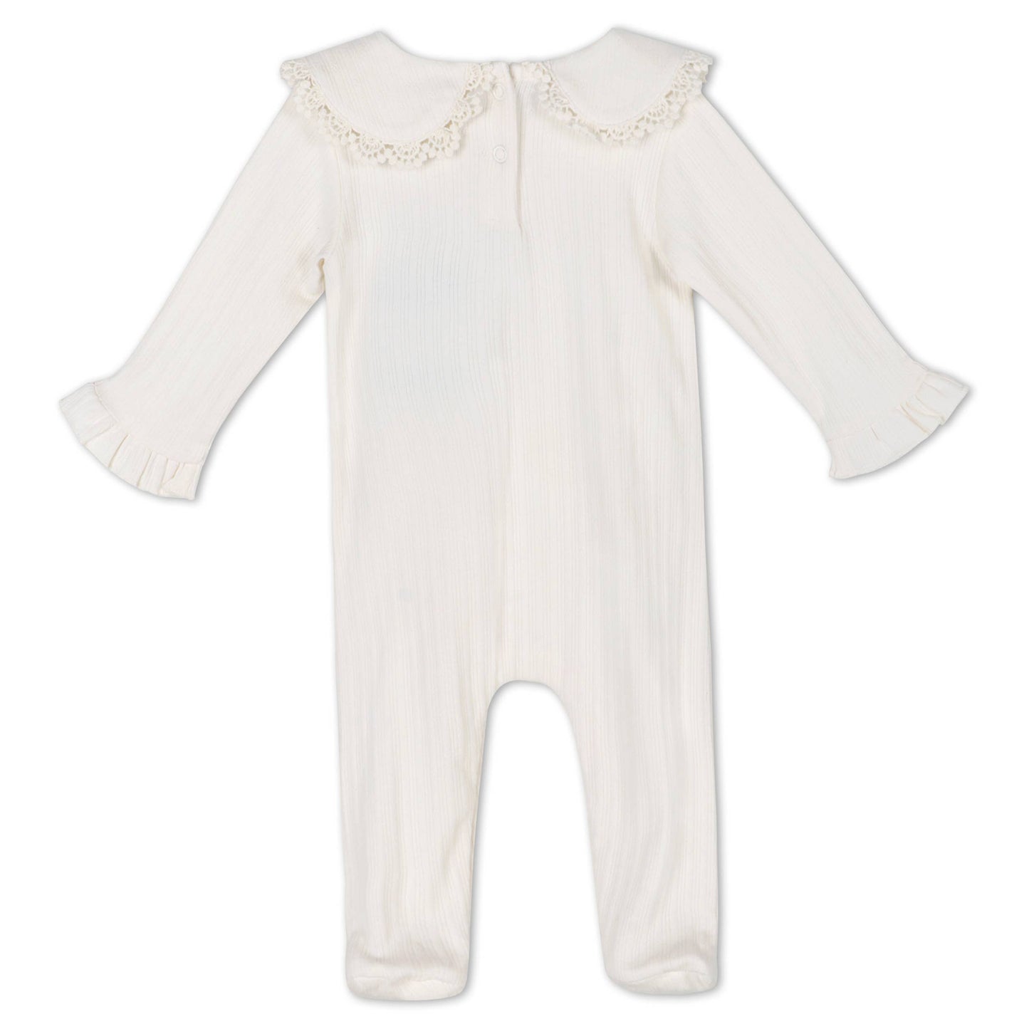 Viverano Organics - Floral Embroidered Pointelle & Ruffle Baby Footie (Organic)