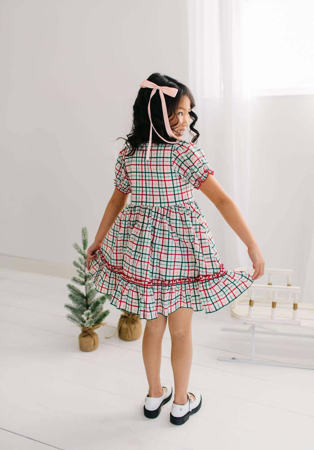 Aura Poplin Dress in Holiday Plaid | Girls Dress