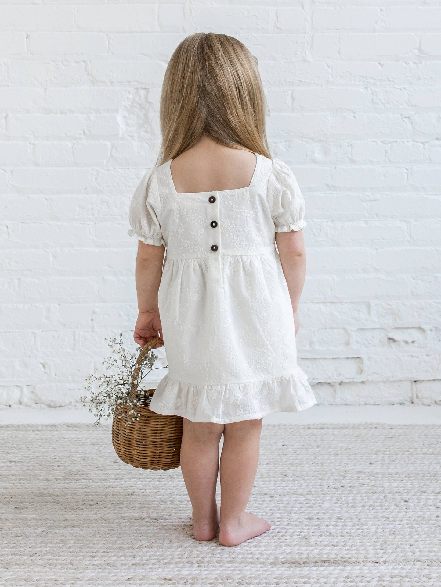 Organic Baby Briar Eyelet Puff Sleeve Dress - Coconut