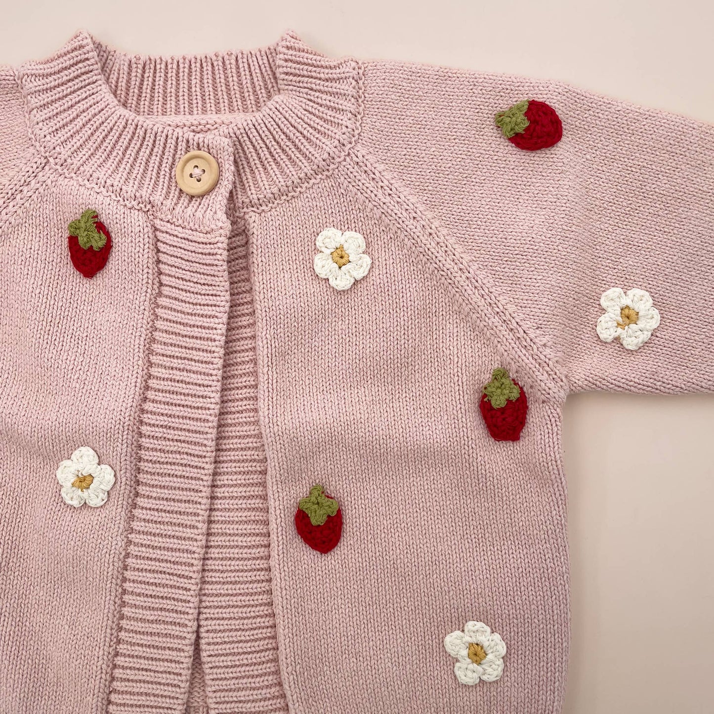 Cotton Strawberry Flower Cardigan Blush Baby Sweater Clothes