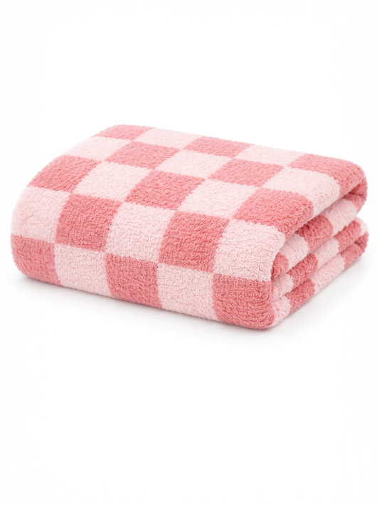 SpearmintLOVE - Phufy® Bliss Checkerboard Blanket, Strawberry/Carnation