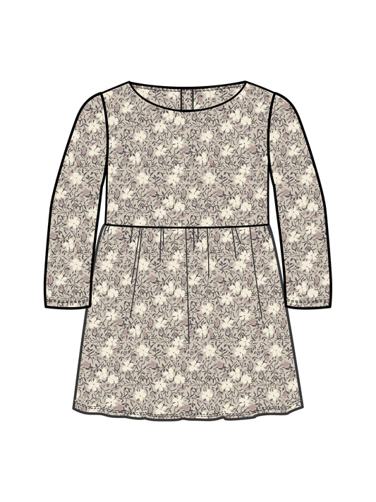 Long Sleeve Stella Swing Dress - Verbena Floral/Wren + Navy