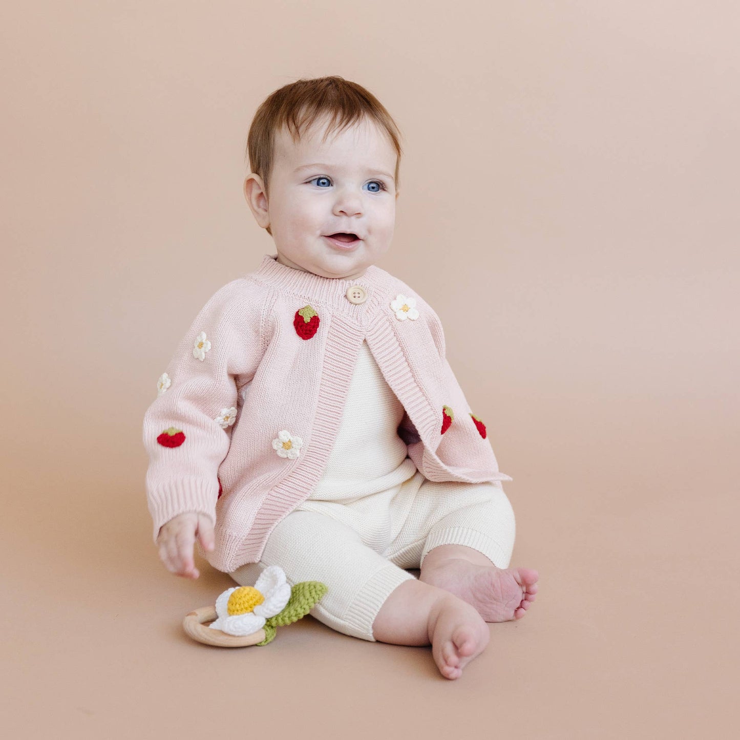 Cotton Strawberry Flower Cardigan Blush Baby Sweater Clothes