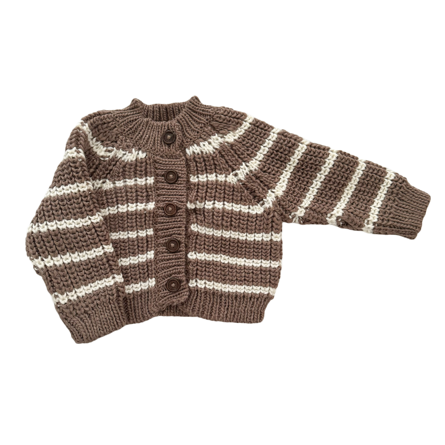 Tan Rib Knit Stripe Cardigan