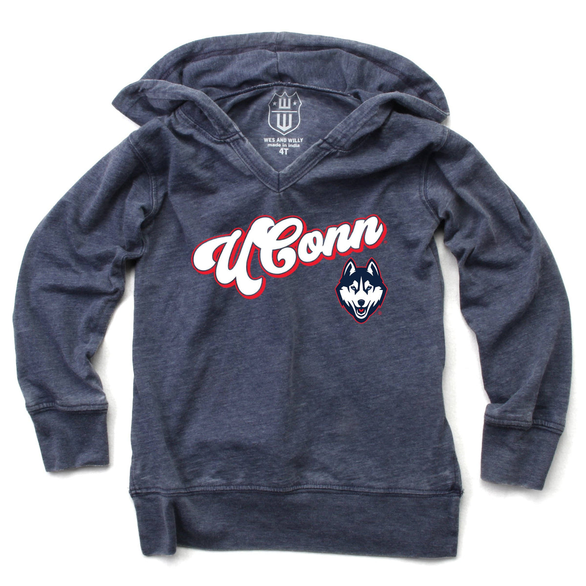 UConn Huskies NCAA Girls VNeck Hoodie Tee