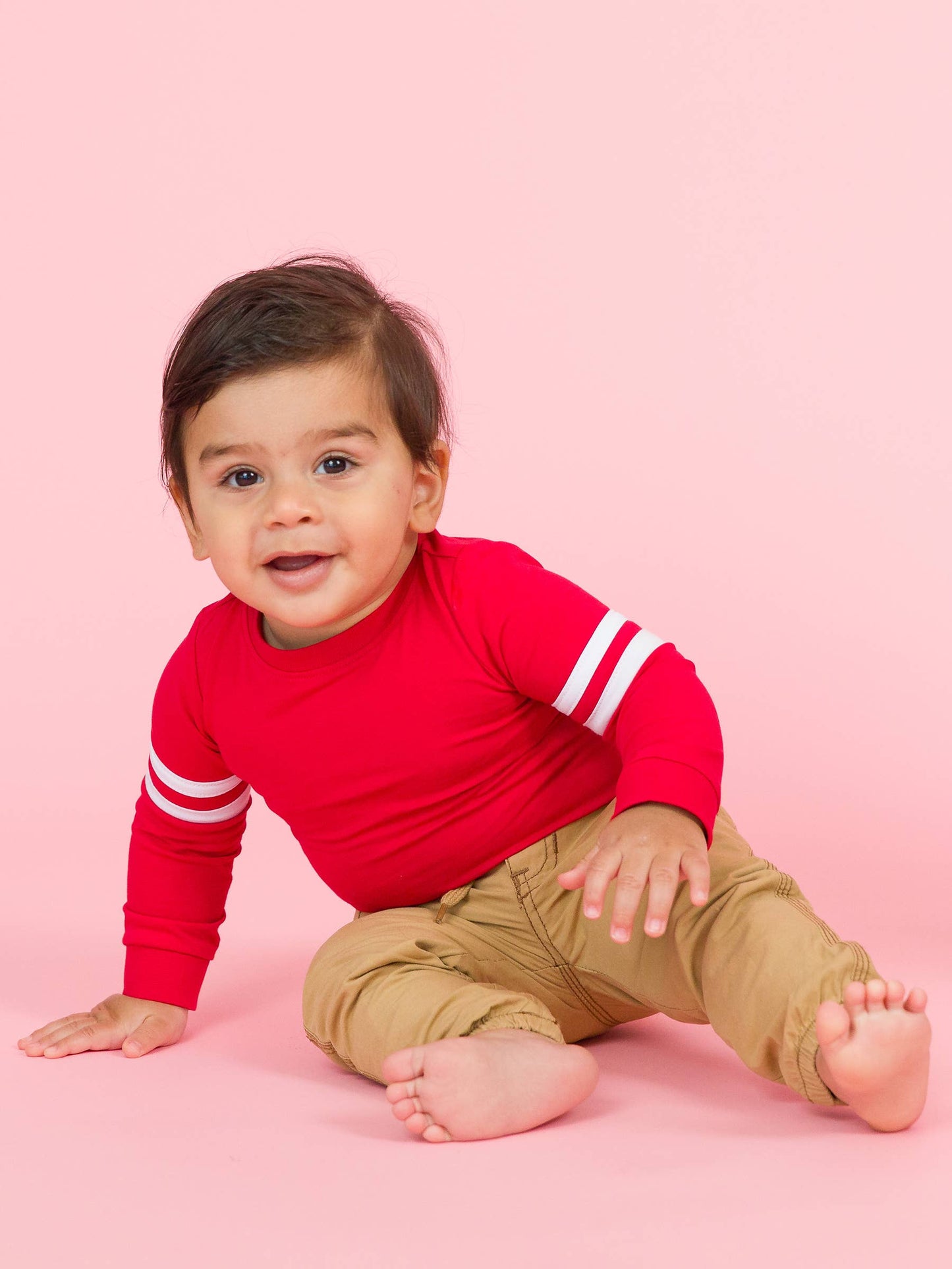 Baby Boys Red Racing Stripe Long Sleeve Bodysuit – Raised on Ridge