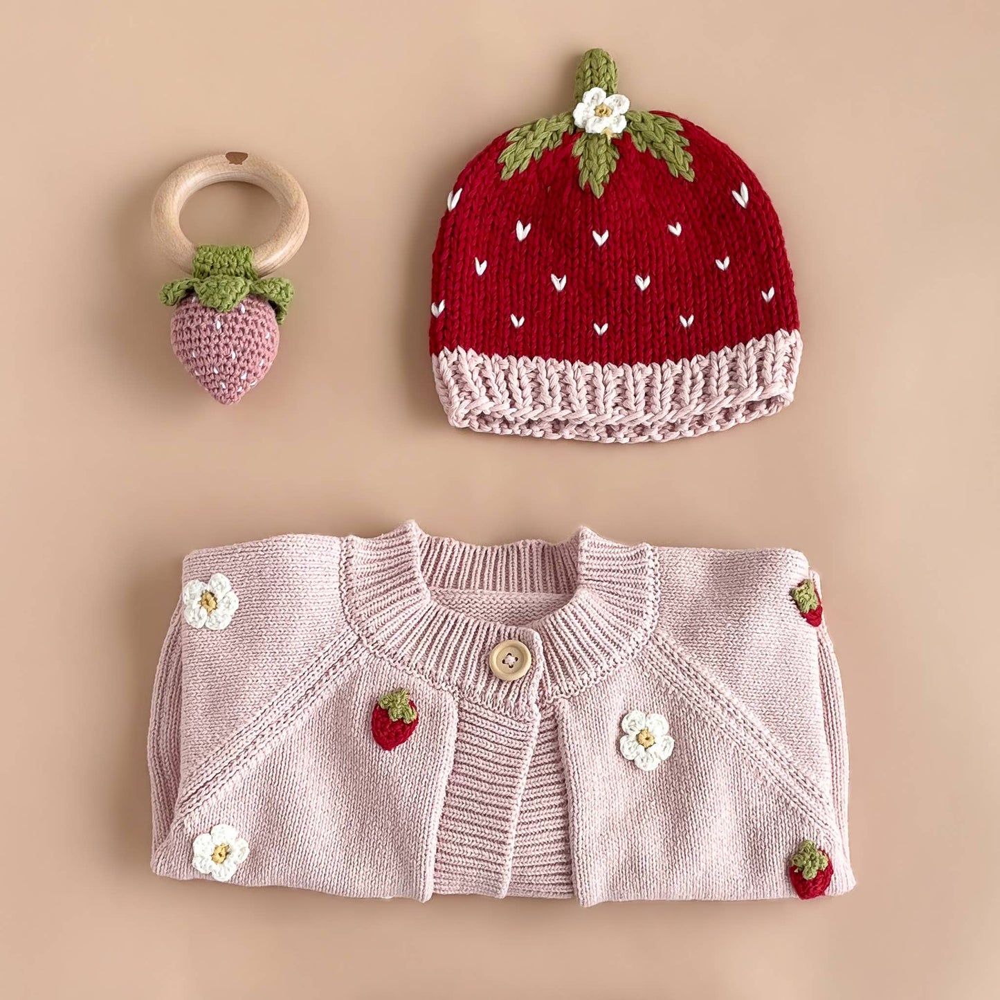 Cotton Strawberry Flower Cardigan Blush Baby Sweater Clothes