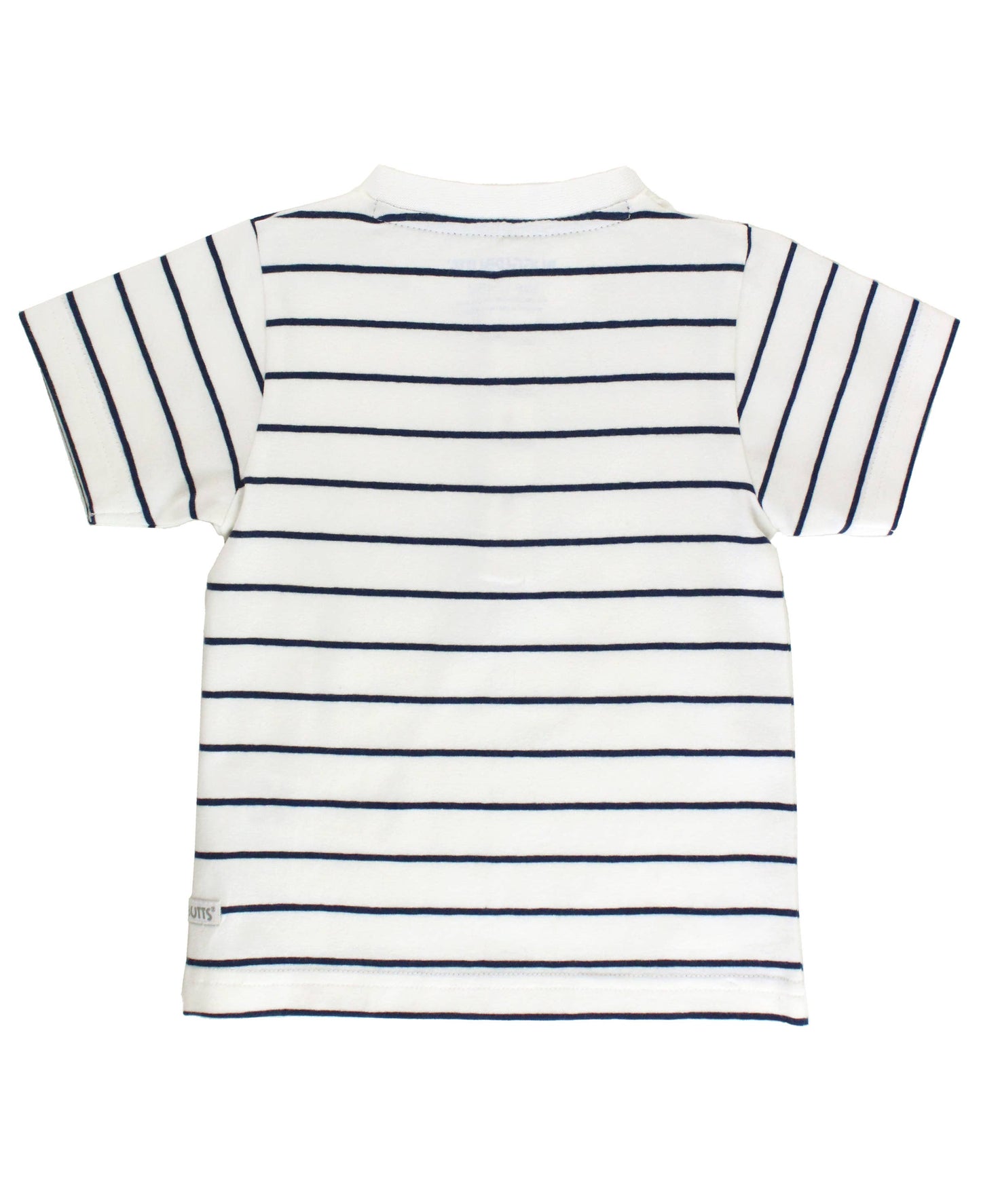 White & Navy Stripe Short Sleeve Henley