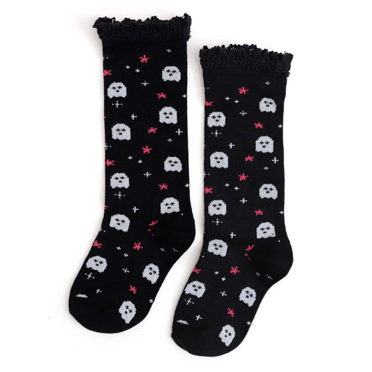 Ghouly Girl Lace Top Knee High Socks