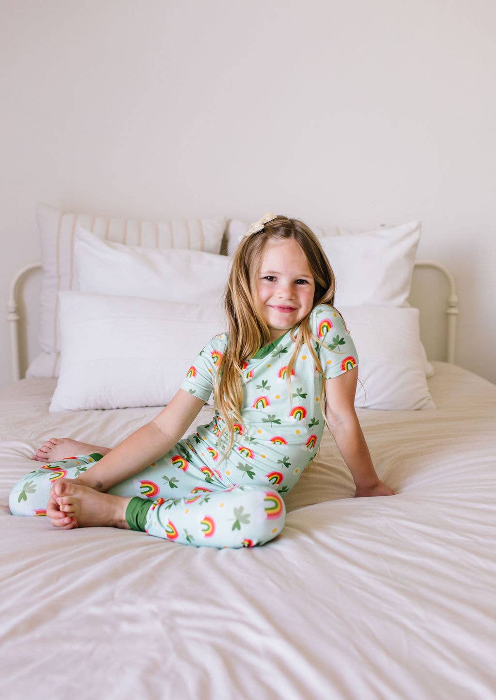 2 piece Short Sleeve Bamboo Pajama in Pure Luck | St Patrick