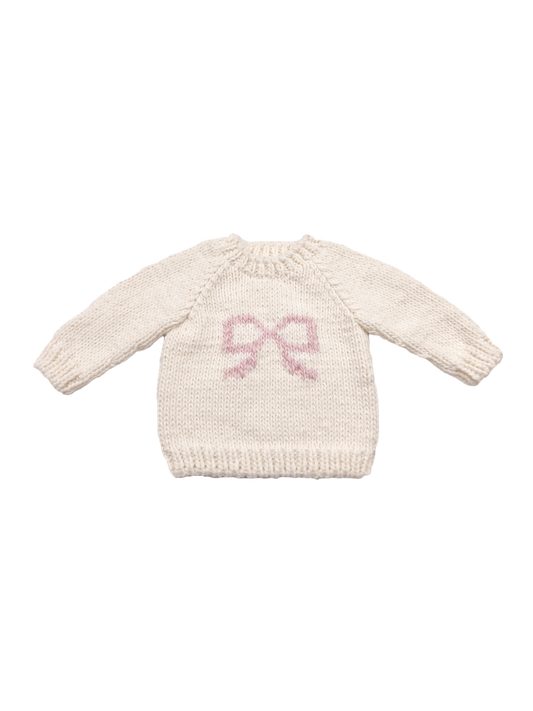 Bow Sweater White Pink Baby Kid Girl Pullover