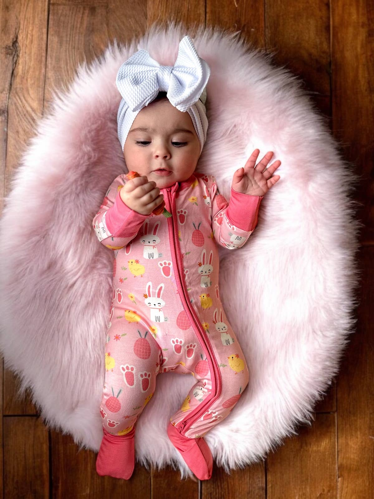 Pink Easter Bunny 2-Way Convertible Zip Romper