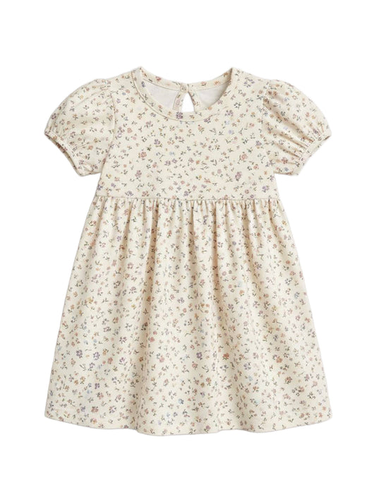 Colored Organics - Rhoda Puff Sleeve Bodysuit Dress - Petaline Floral / Fog + Fern