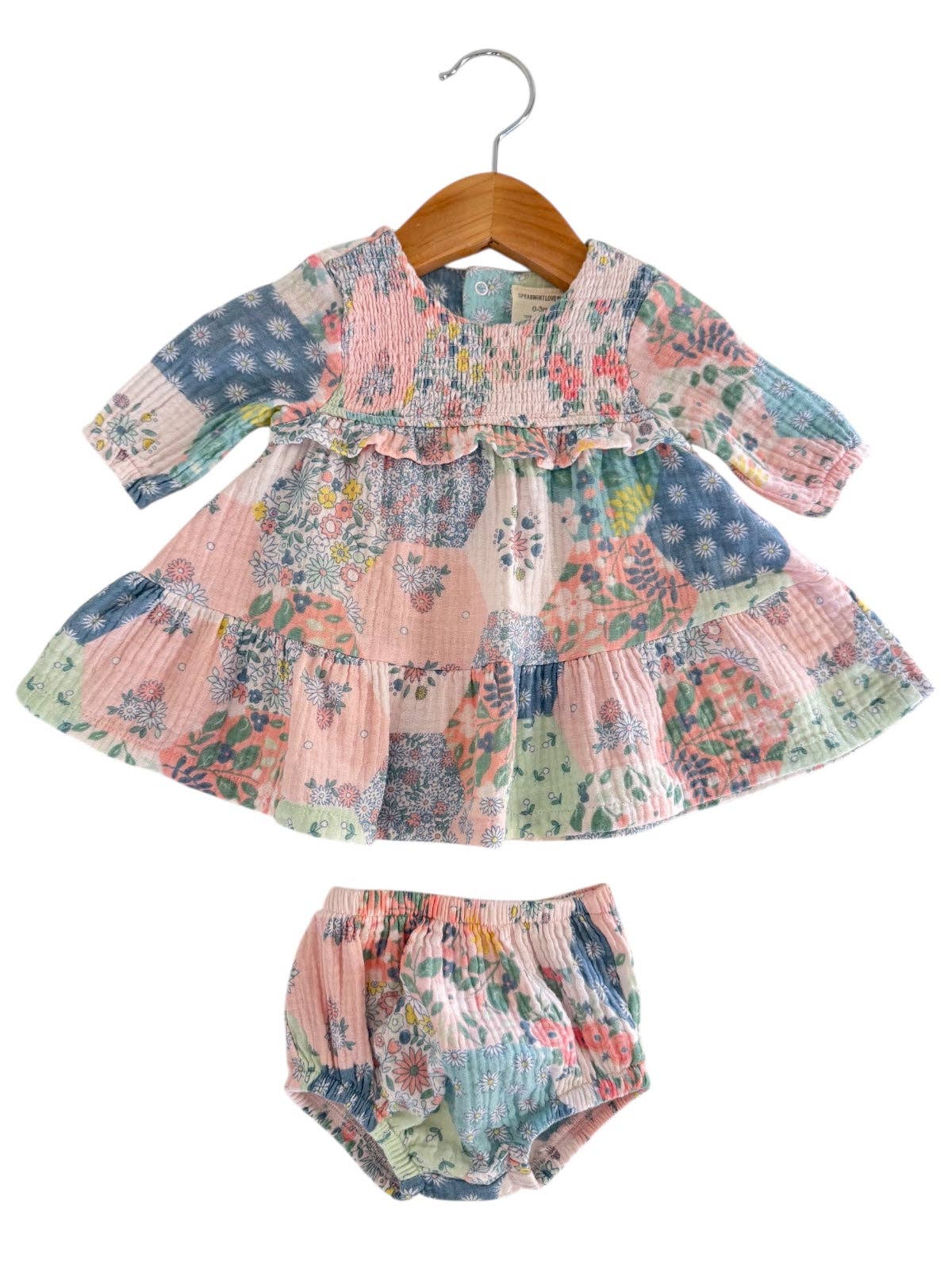 Patchwork Smocked Ruffle Tiered Dress & Bloomer