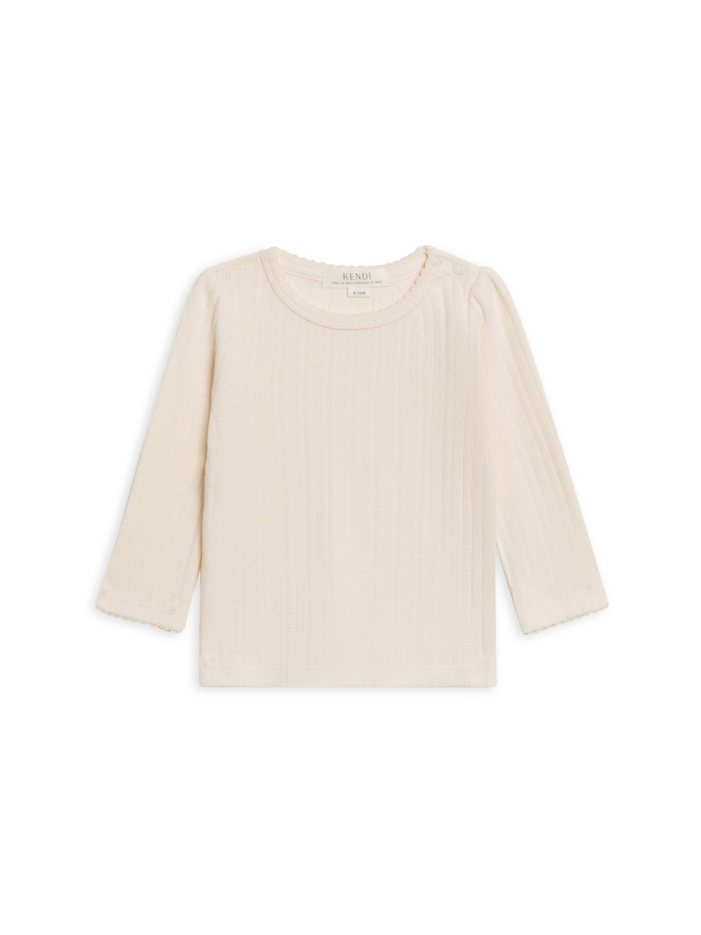 Colored Organics - Kate Pointelle Long Sleeve Top - Ivory