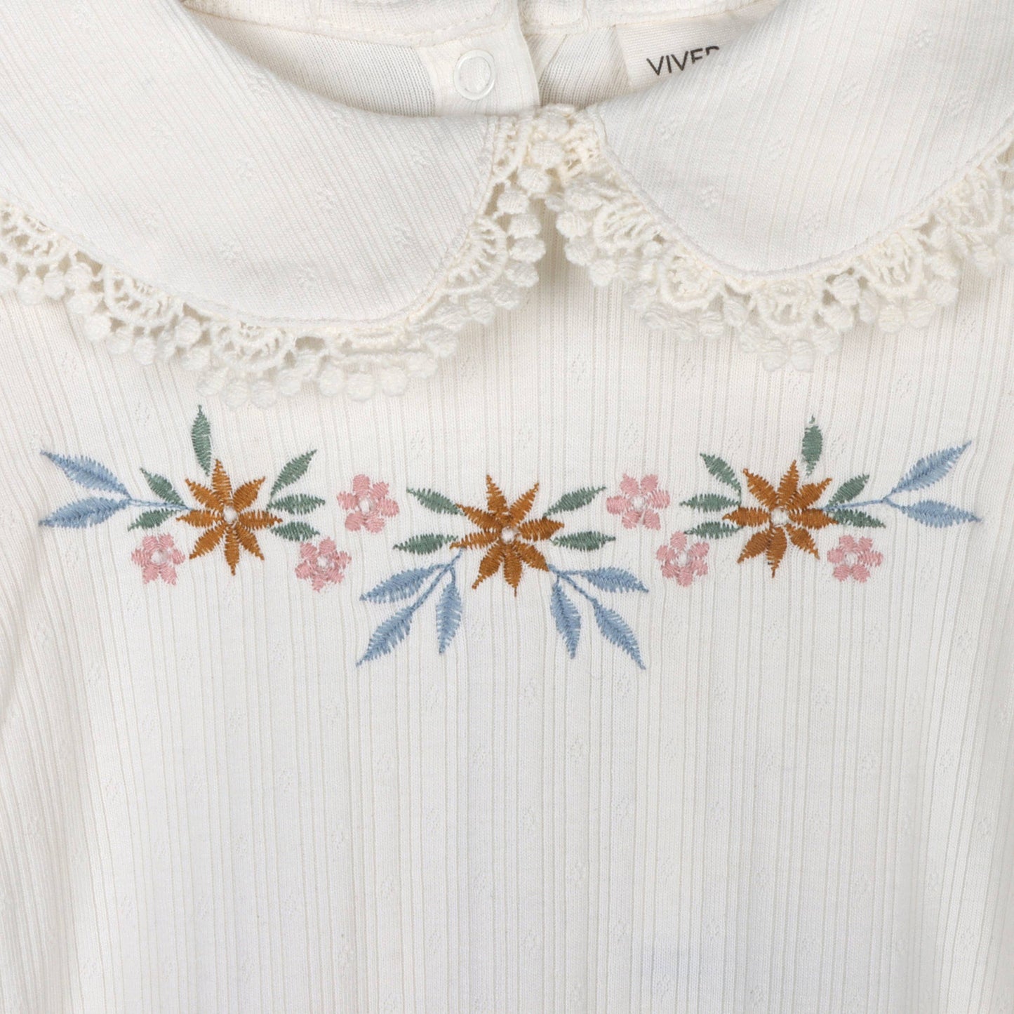 Viverano Organics - Floral Embroidered Pointelle & Ruffle Baby Footie (Organic)