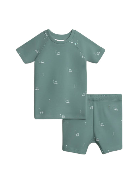 2-Piece Short Sleeve Jammie Set - Fairway / Laguna + Powder