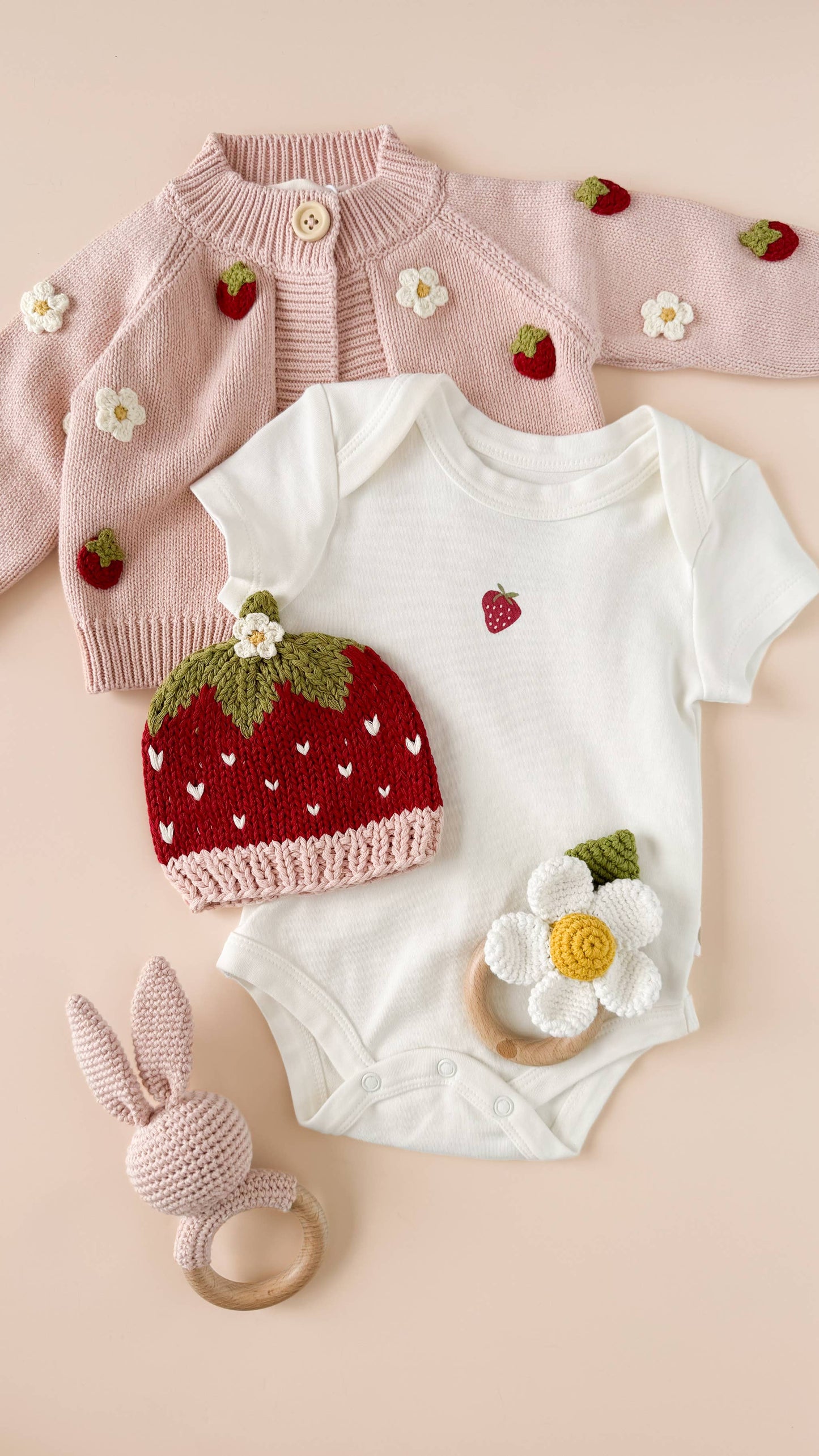 Cotton Strawberry Flower Cardigan Blush Baby Sweater Clothes