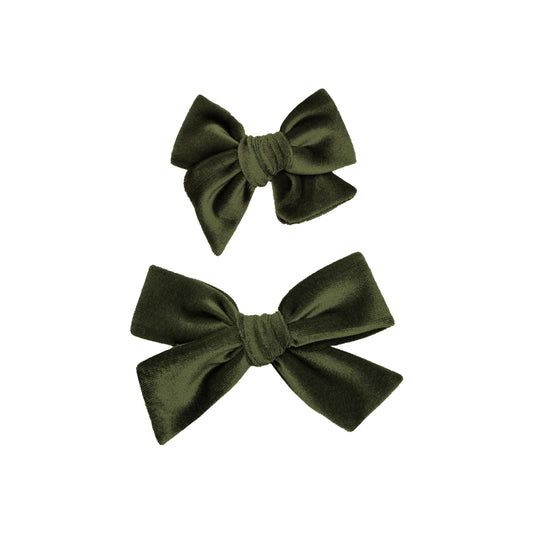 Velvet Olive Bow Clip