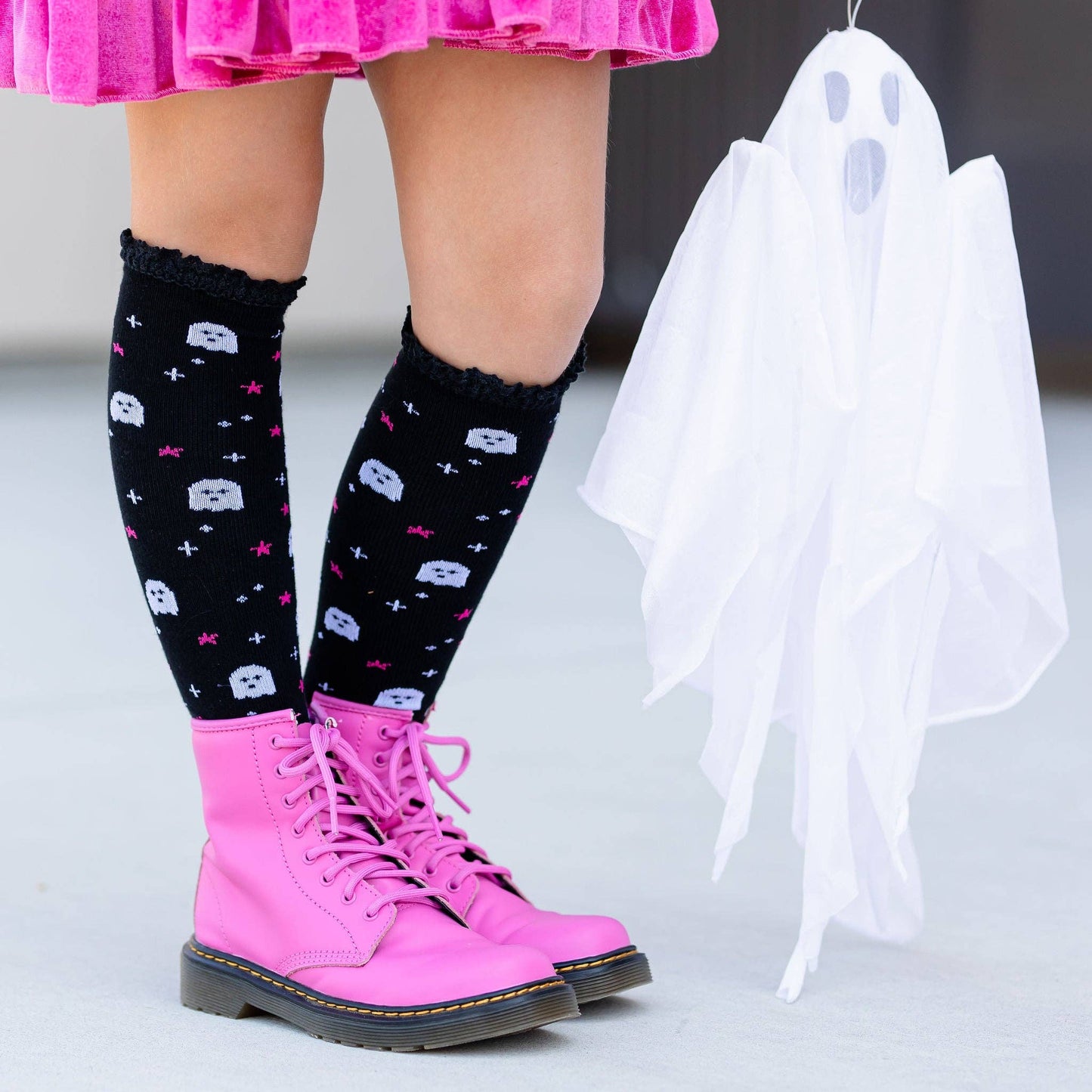 Ghouly Girl Lace Top Knee High Socks