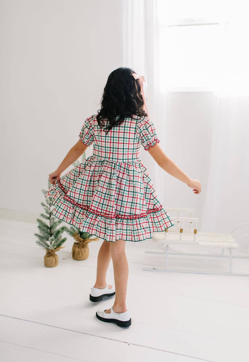 Aura Poplin Dress in Holiday Plaid | Girls Dress