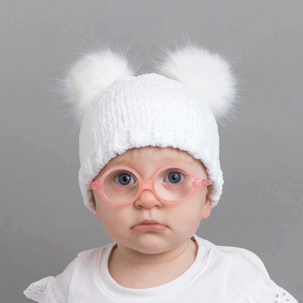 Snowy White Chenille Beanie Hat Baby & Kids