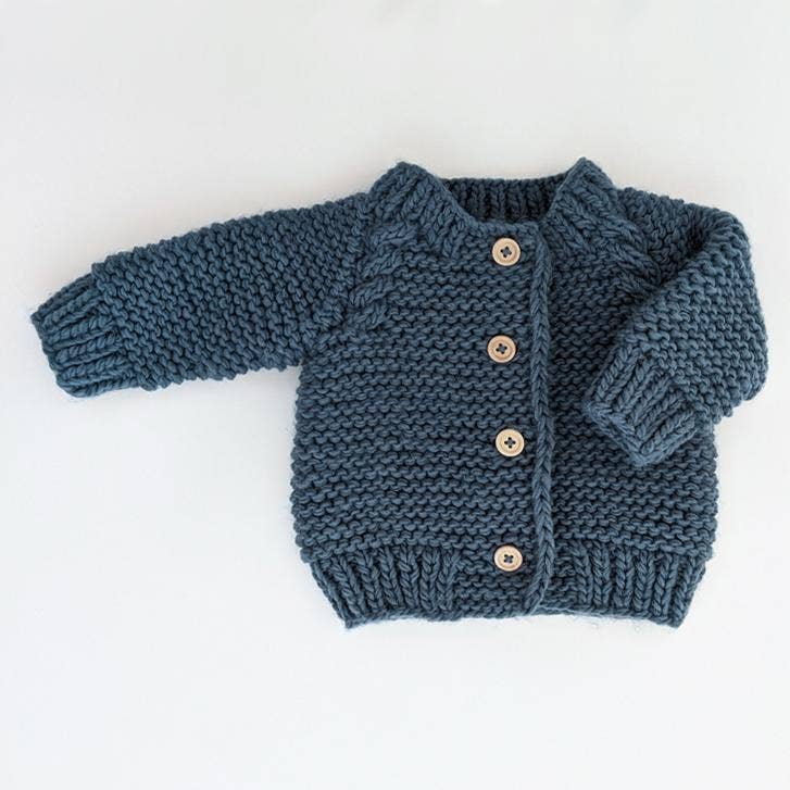 Slate Garter Stitch Cardigan Sweater