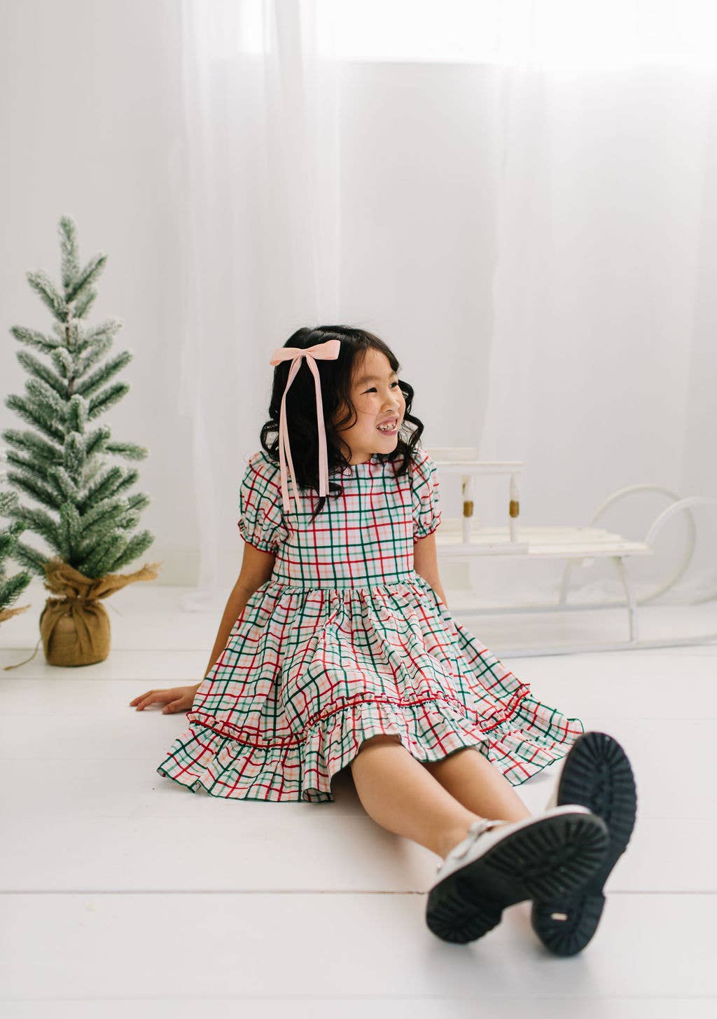 Aura Poplin Dress in Holiday Plaid | Girls Dress