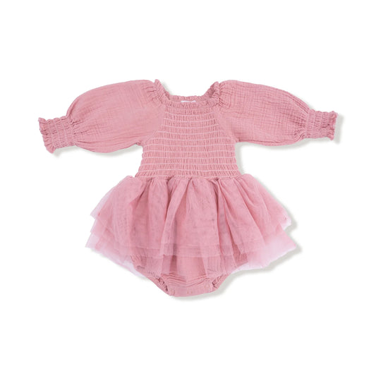 Smocked Bubble W/ Tutu in Rose