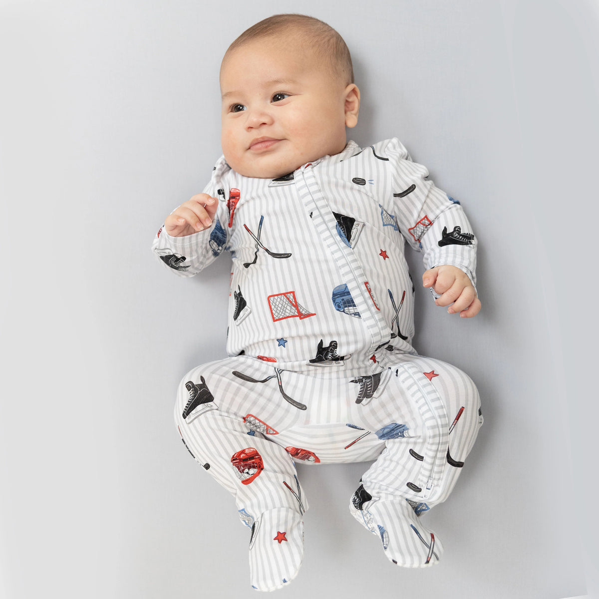 Hockey Stripe - 2 Way Zipper Footie